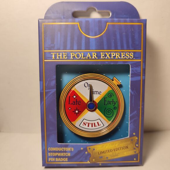 The Polar Express Conductors Stopwatch Spinning Pin Badge Official Collectible - Picture 1 of 3